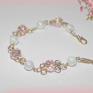 Ladies Bracelet pink white crystal beads